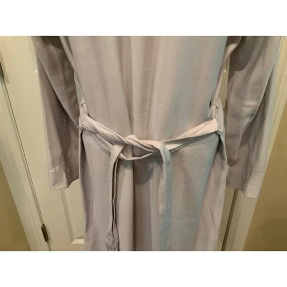Gentle Fawn Gray Double Breasted Belted Long Trench Coat, Size S - Picture 9 of 10